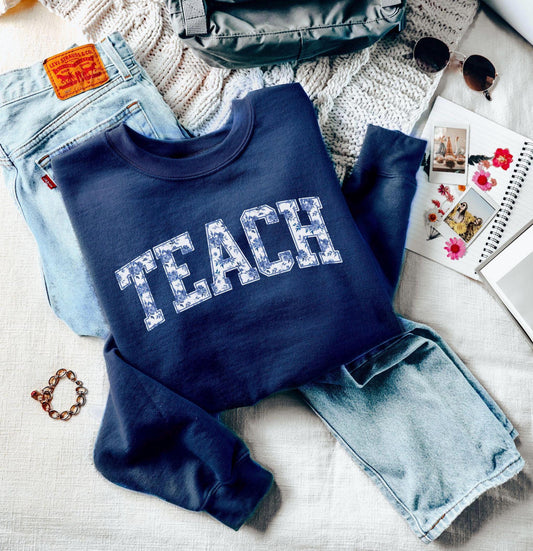 Floral Teach Sweatshirt